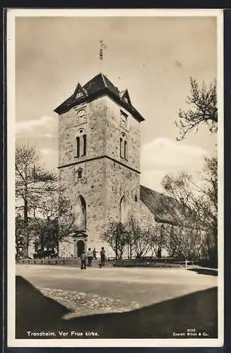 AK Trondheim, Vor Frue Kirke, Partie mit Kirche