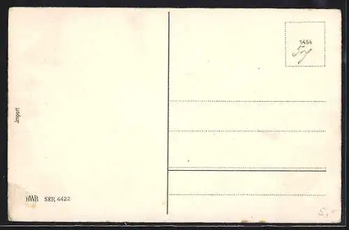 AK Mutter im Bett liegend, während sich der Vater um die Kinder kümmert