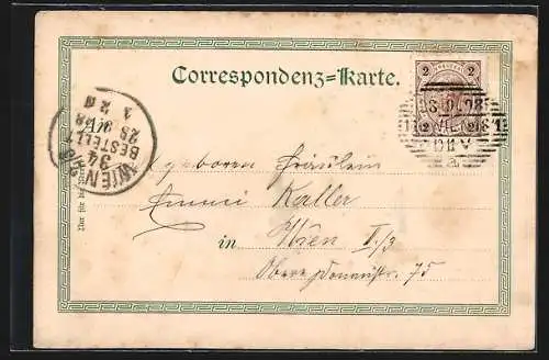 AK Mann giesst Wasser aus einem Haus auf ein turtelndes Pärchen