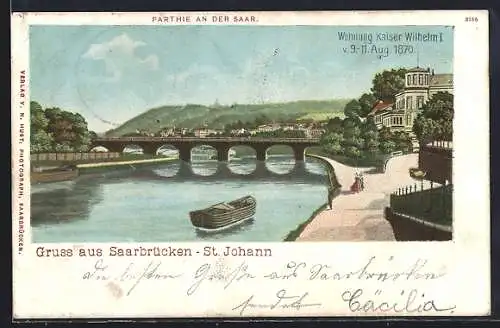 AK Saarbrücken-St. Johann, Partie an der Saar