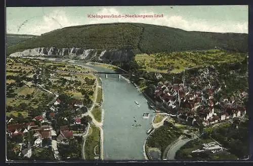 AK Kleingemünd /Neckargemünd, Ortsansicht mit Flusspartie