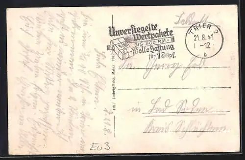 AK Trier, Flusspartie mit Brücke und Booten