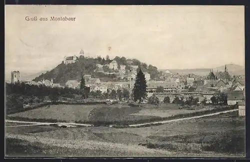 AK Montabaur, Ortsansicht mit Feldern