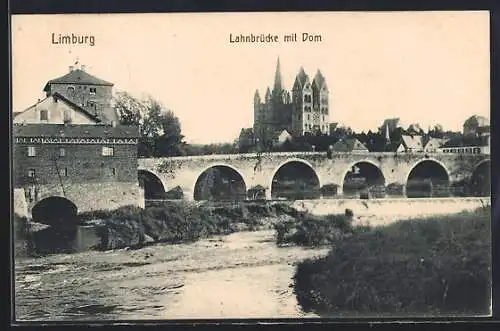 AK Limburg /Lahn, Lahnbrücke mit Dom