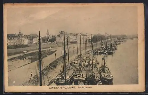 AK Duisburg-Ruhrort, Hafenmund mit Segelbooten