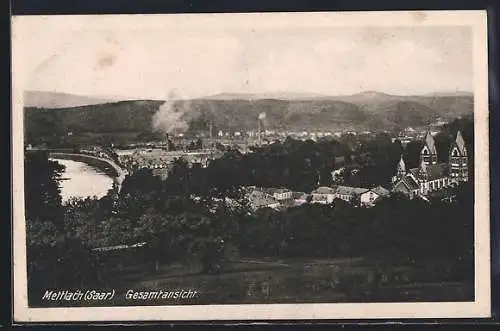 AK Mettlach /Saar, Ortsansicht mit Flusspartie