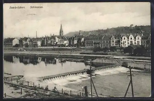 AK Saarbrücken, Ortsansicht mit Schleuse