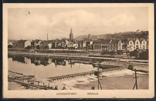 AK Saarbrücken, Ortsansicht mit Schleuse