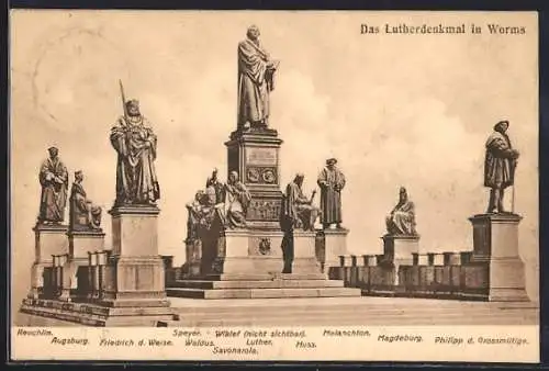 AK Worms, Blick auf das Lutherdenkmal