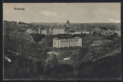 AK Weilburg, Ortsansicht aus der Vogelschau