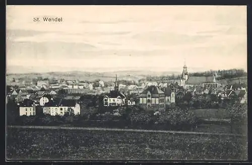 AK St. Wendel, Ortsansicht mit Kirche