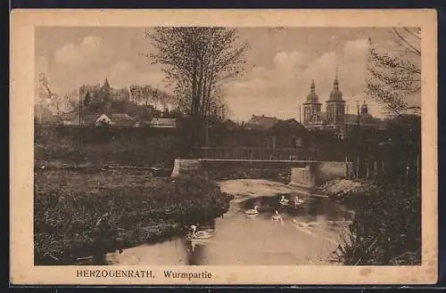 AK Herzogenrath, Wurmpartie mit Schwänen