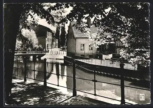 AK Berlin-Spandau, Partie am Mühlgraben mit Dammbrücke und Möllentordamm