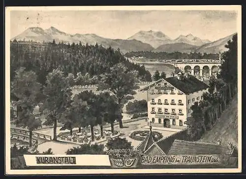 Künstler-AK Bad Empfing bei Traunstein, Kuranstslt mit Umgebung