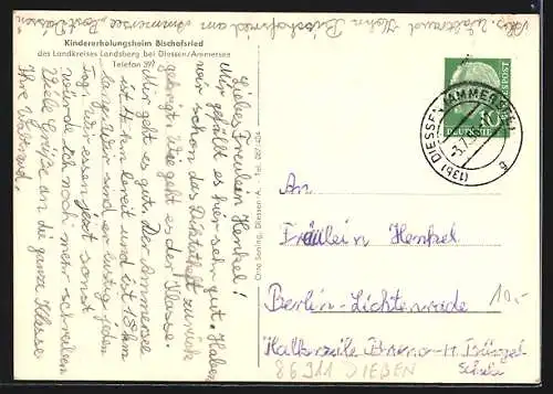 AK Bischofsried /Diessen, Blick auf das Kindererholungsheim d. Landkreises Landsberg