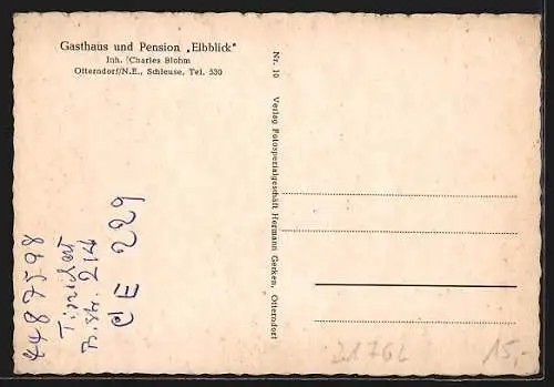 AK Otterndorf /N.E., Gasthaus und Pension Elbblick, Inh. Charles Blohm