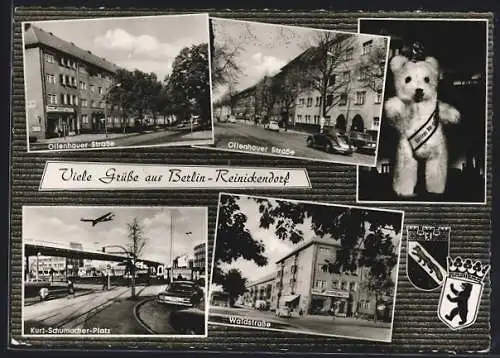 AK Berlin-Reinickendorf, Ollenhauer Strasse, Kurt-Schumacher-Platz, Wappen, VW Käfer