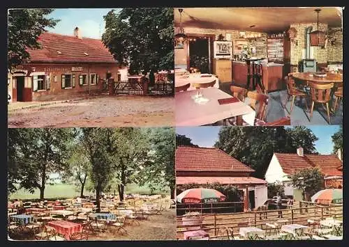 AK Berlin-Lübars, Alter Dorfkrug zum lustigen Finken, Inh. K. Schönborn, Aussenansicht u. Inneres