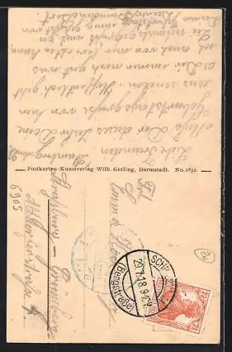 AK Schriesheim a. d. B., Blick auf den Burgeingang der Strahlenburg