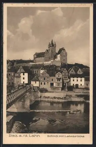 AK Diez a. d. Lahn, Blick auf das Schloss mit Lahnbrücke