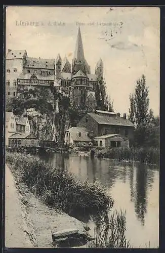 AK Limburg a. d. Lahn, Blick auf den Dom und die Lahnmühle