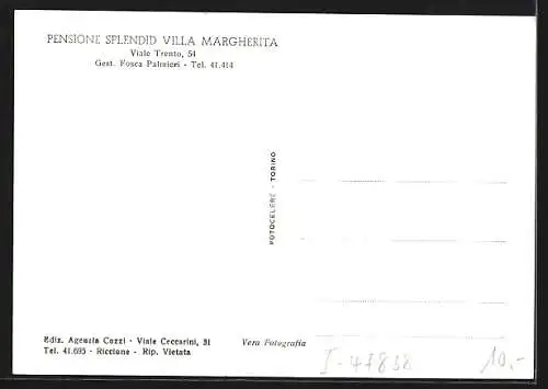 AK Riccione, Pensione Splendid, Villa Margherita, Viale Trento 54, Gest. Fosca Palmieri