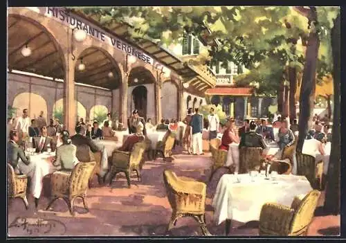 Künstler-AK Stresa, Albergo Ristorante Veronese, Propr. Dell`Era