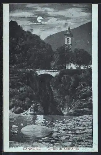 Mondschein-AK Cannobio, Orrido di Sant`Anna