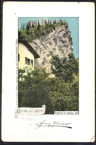 AK Arco, Ortspartie mit Festung