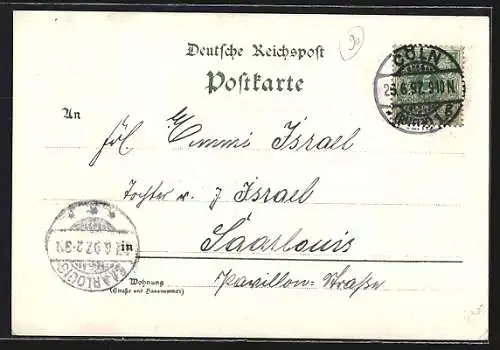 Lithographie Köln, Bismarck-Denkmal, Hohenstaufenring, Innenansicht des Hauptbahnhofs