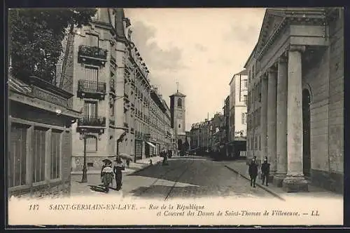 AK Saint-Germain-en-Laye, Rue de la République et Couvent des Dames de Saint-Thomas de Villeneuve