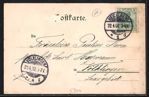 Lithographie Heidelberg, Gesamtansicht, das grosse Fass, Perkeo, Schloss
