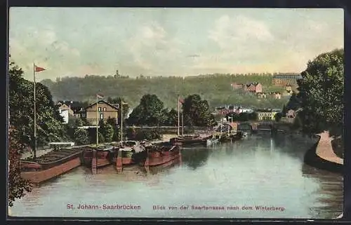 AK St. Johann-Saarbrücken, Blick von der Saarterrasse