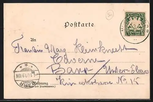 Lithographie München, Partie in Alt-München, Kindl, Wappen