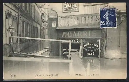AK Paris, Crue de la Seine, Rue des Ursins inondée