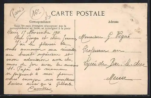 AK Paris, Rue Félicien David, Crue de la Seine et déménagement en barque
