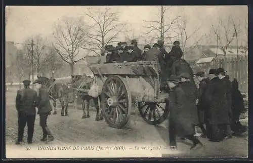 AK Paris, Inondations de janvier 1910, Pauvres gens !