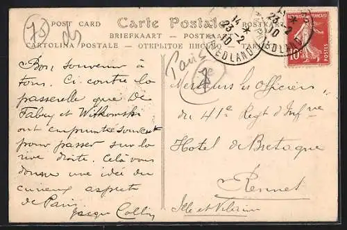 AK Paris, Les sapeurs construisent un pont à l`esplanade des Invalides lors de la crue de la Seine (1910)