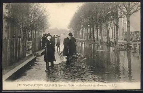AK Paris, Inondations de janvier 1910, Boulevard Saint-Germain