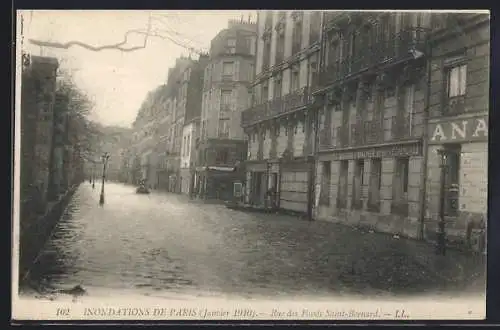 AK Paris, Inondations de 1910, Rue des Fossés Saint-Bernard inondée