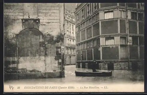 AK Paris, Inondations de janvier 1910, la Rue Massillon en crue