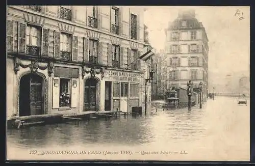AK Paris, Inondations de janvier 1910, Quai aux Fleurs