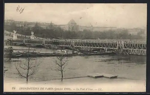 AK Paris, Inondations de janvier 1910, Le Pont d`Iéna