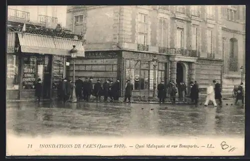 AK Paris, Inondations de 1910, Quai Malaquais et rue Bonaparte