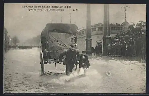 AK Paris, La Crue de la Seine (Janvier 1910) Quai de Passy, Un Déménagement