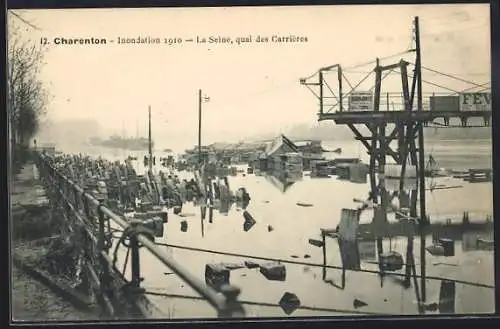 AK Charenton, Inondation 1910, La Seine, quai des Carrières