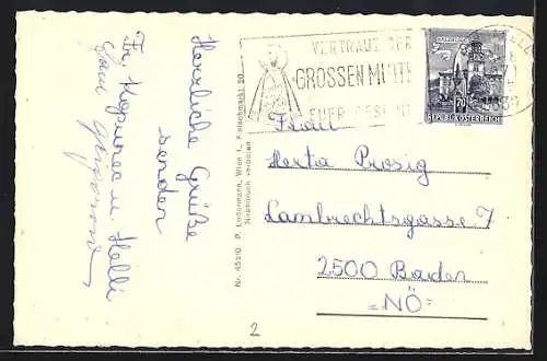 AK Mariazell, Ortsansicht, Passepartout mit Kindern in einem Autobus