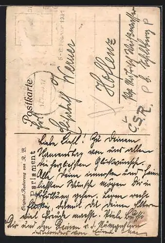 Künstler-AK Wien, Blick auf das Parlament