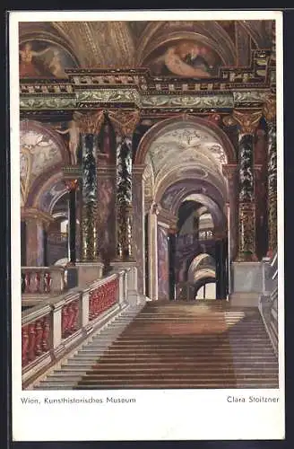 Künstler-AK Wien, Kunsthistorisches Museum, Innenansicht