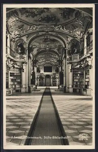 AK Admont /Steiermark, Innenansicht der Stifts-Bibliothek